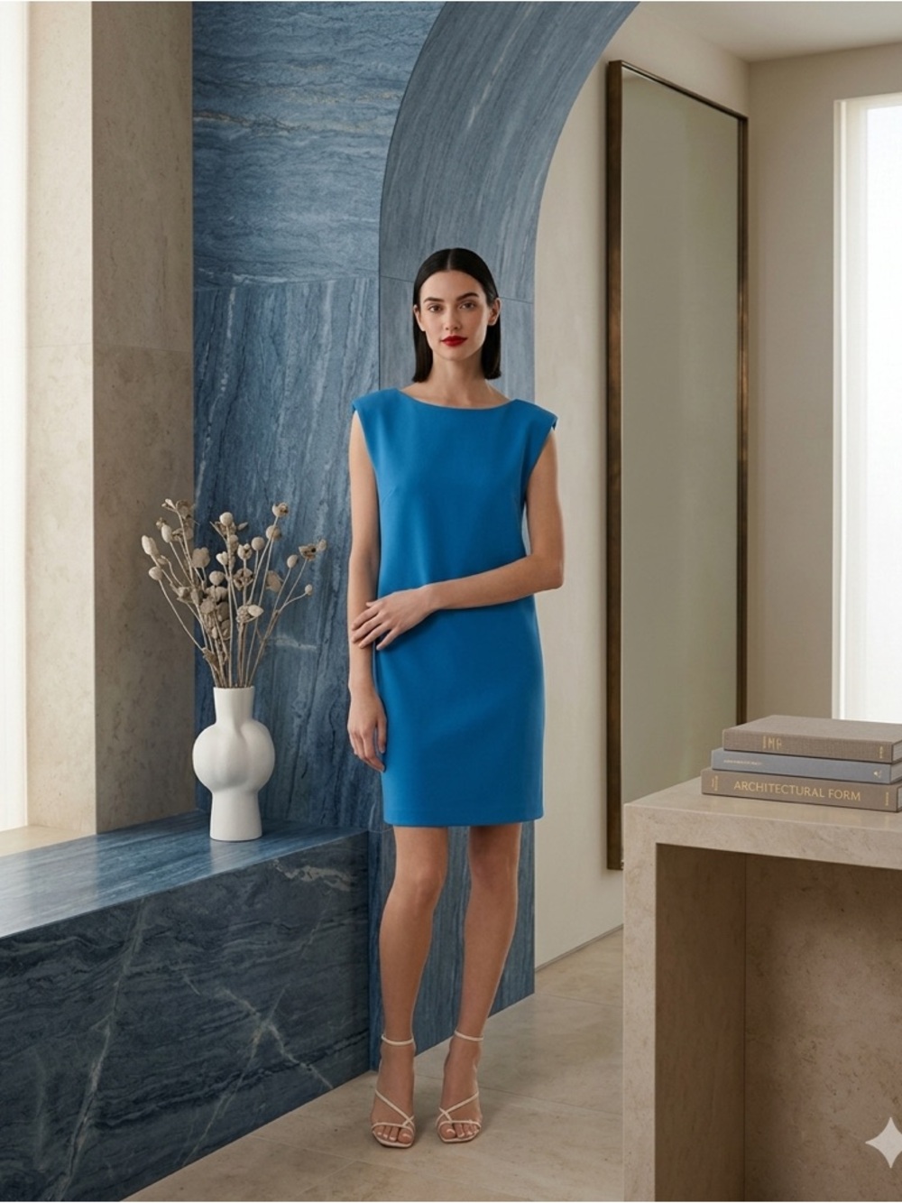Donna Morgan Pippa Mini Dress Ocean Blue Sleeveless Padded Shoulder 10 NWT